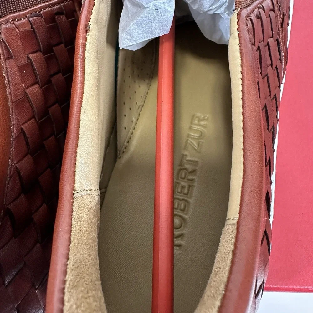 Robert Zur James Woven Slip-on Shoes Men's Size 10.5 M Luggage Brown